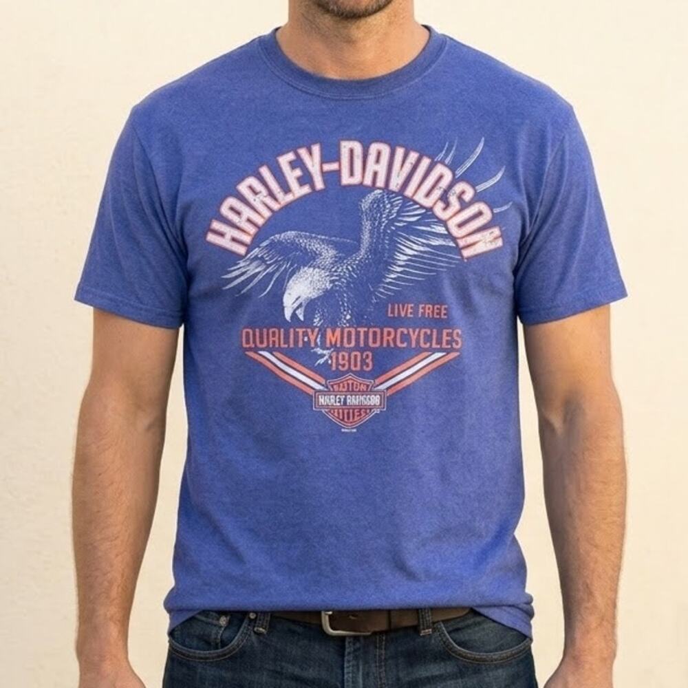 Harley Davidson Live Free 1903 Savannah T-Shirt Biker Motorcycle Blue Men Size M